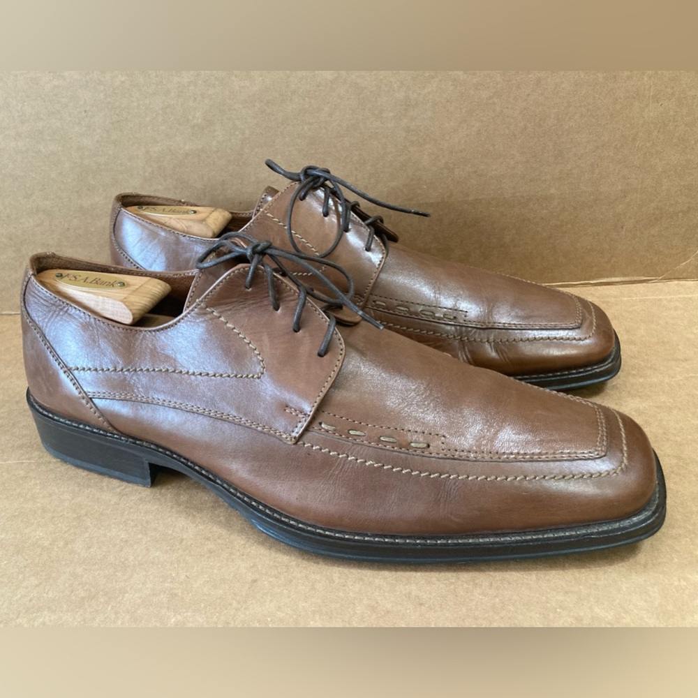 Johnson and Murphy Mens Brown Leather Square Toe Shoes Size 13